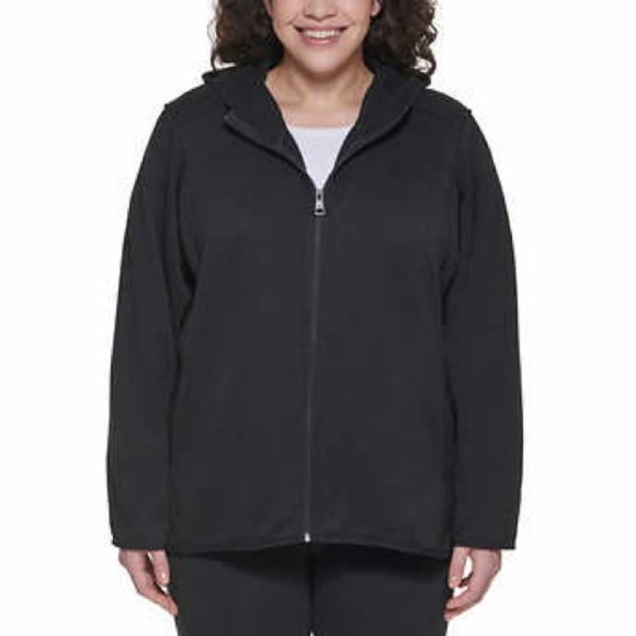 ANDREW MARC Women Full Zip Fleece Jacket--Black - Picture 4 of 11